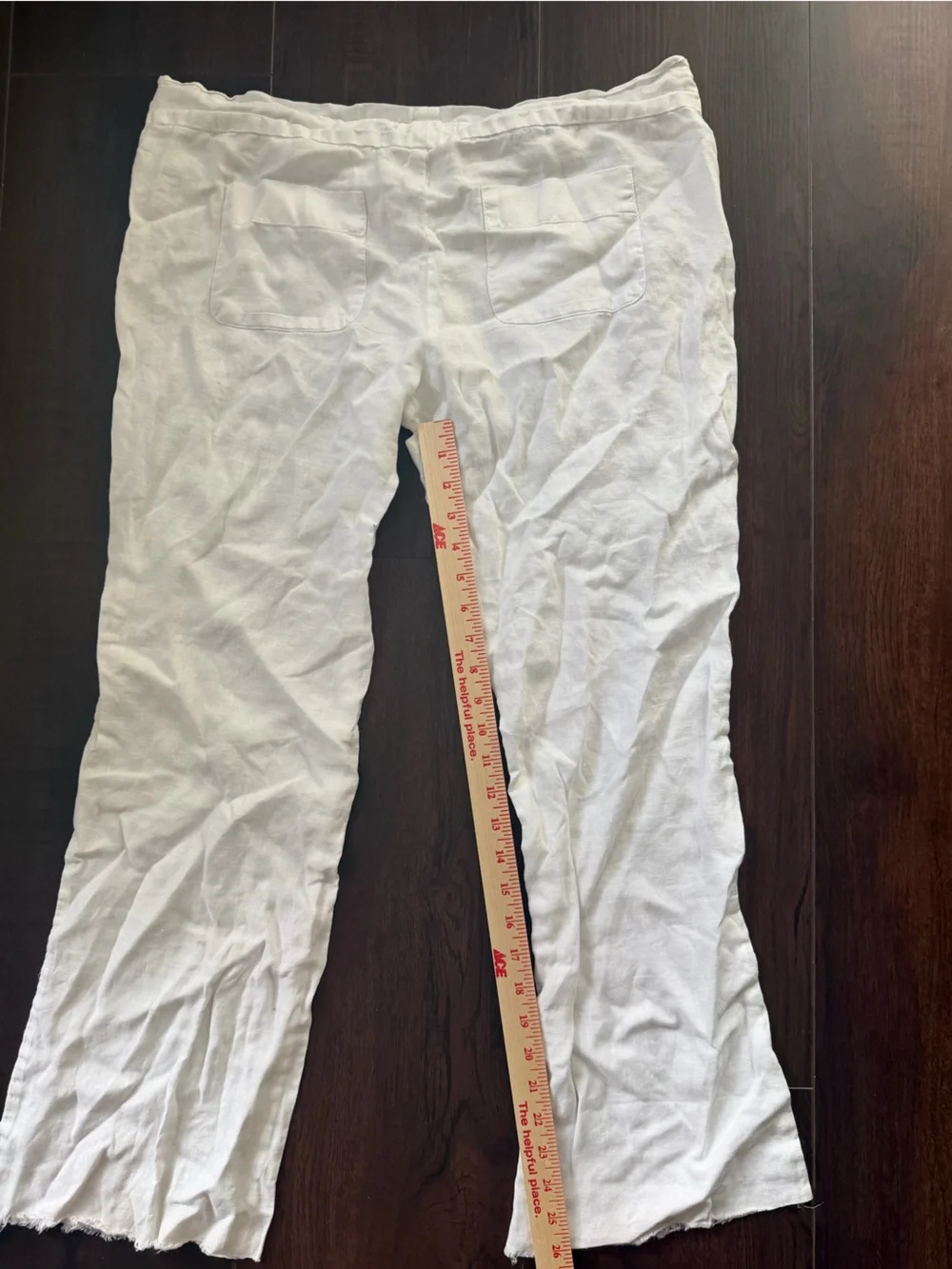 Banana Republic White Drawstring Linen Pants Frayed Size M